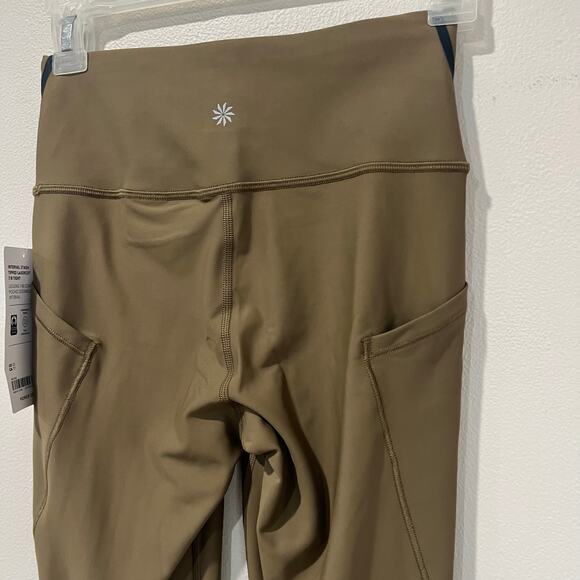Athleta Interval Stash Laser Cut 7/8 Tights XS Tan Sculpt High Rise Leggings - Picture 7 of 9